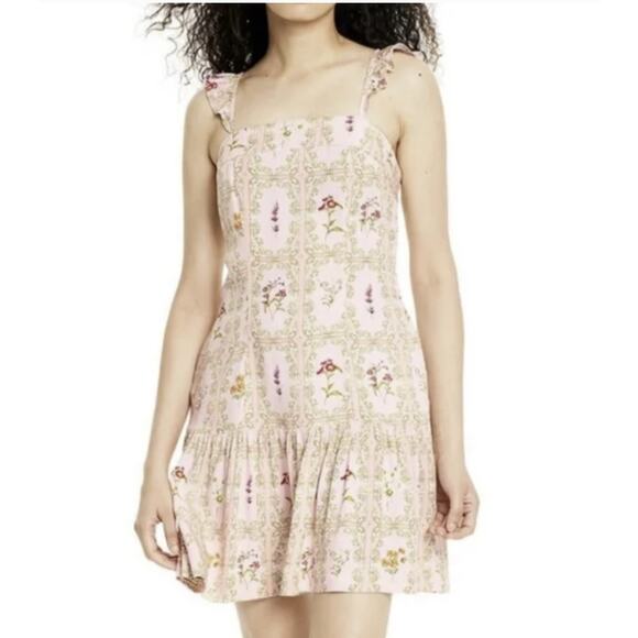 NWT Agua Bendita x Target Tile Garden Floral Mini with Flutter Sleeves - Picture 1 of 9
